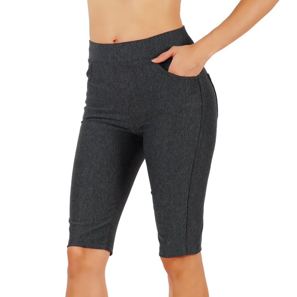 3pcs Set Pull-Up Bermuda Shorts Mid Rise Ponte Knit Casual Office School Uniform